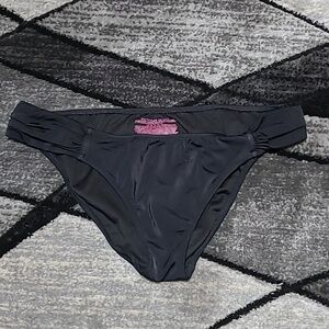 VICTORIA SECRET KNOCKOUT BIKINI GOLD METAL LOGO BLACK SWIMSUIT BOTTOM